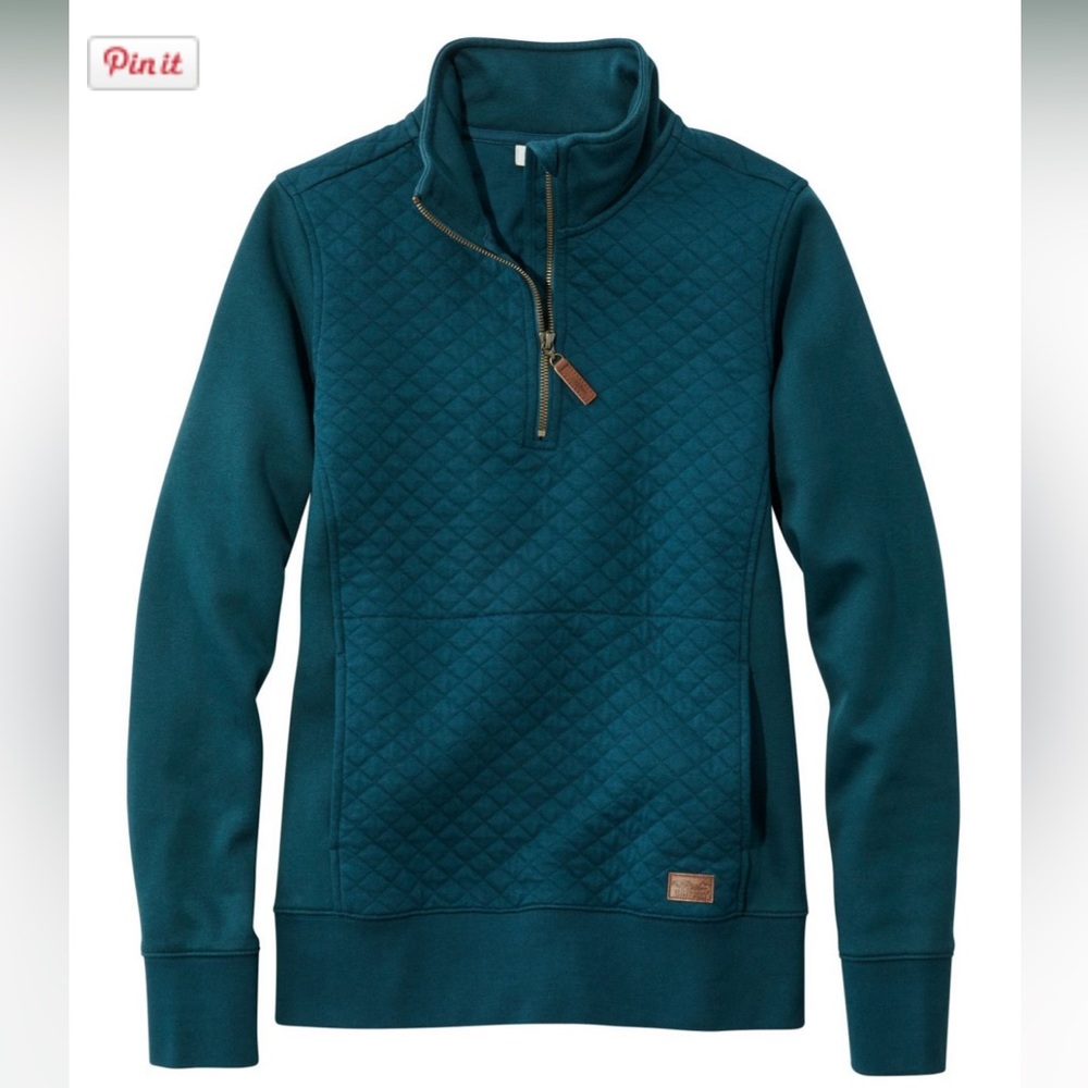 LL Bean Quilted quarter-zip pullover sweatshirt M, NWOT